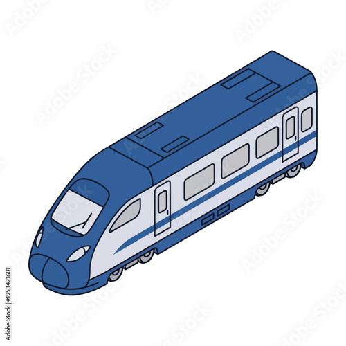 Blue and White Train Illustration.