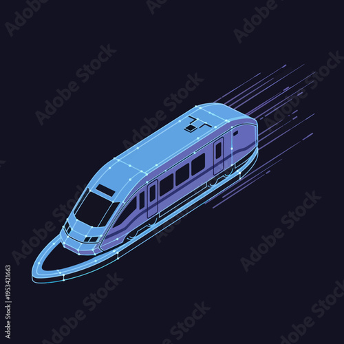 Futuristic Train Moving at High Speed.