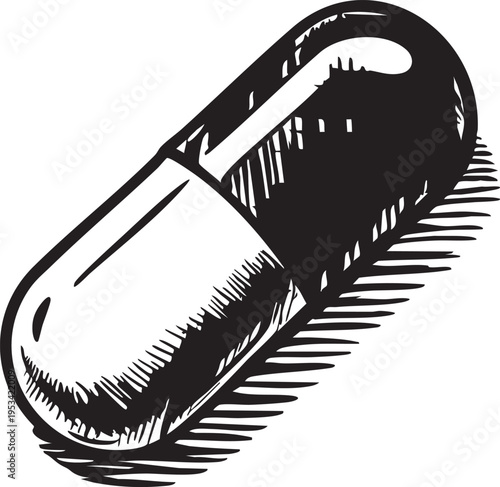 Capsule pill vector illustration: medicine, healthcare, and pharmaceutical graphic eps silhouette