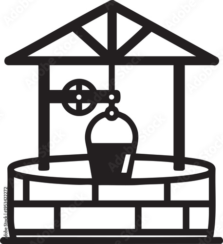 Water well vector illustration: vintage style drawing eps silhouette