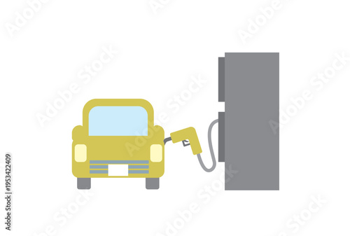 ガソリンスタンドでハイオクガソリンを給油しているイラスト