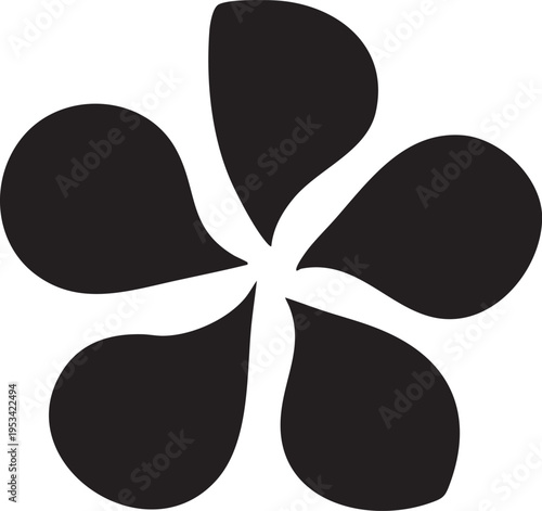 Black flower vector graphic: simple 5 petal floral design eps silhouette