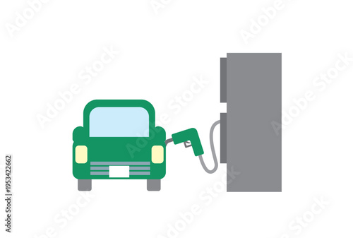 ガソリンスタンドで軽油を給油しているイラスト