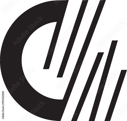 Abstract black and white logo vector graphic: modern geometric design eps silhouette