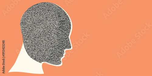 Dissociative disorder, Brain problems. Degenerative disease. double personality, schizophrenia.Thoughts and voices concept vector.