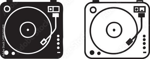 Turntable vector icon: record player, dj equipment, vinyl player eps silhouette
