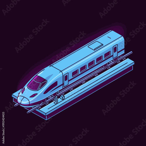Futuristic Train on Elevated Tracks Illustration.