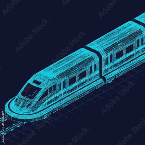 Modern Train with Futuristic Design Elements.