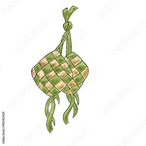 Photos Ketupat oil pastel hand drawn illustrations