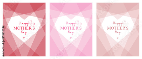 Happy Mother’s Day Greeting Card with Geometric Heart Background