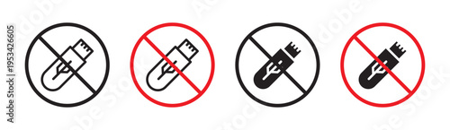 No USB flash drive sign in flat style. Basic vector symbol illustration