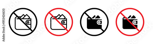 No wallet sign in flat style. Basic vector symbol illustration