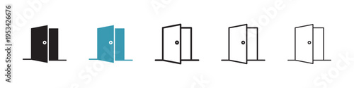 Open door icon in flat style. Basic vector symbol illustration