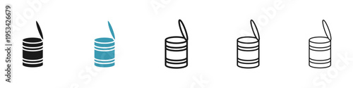 Open tin can icon in flat style. Basic vector symbol illustration