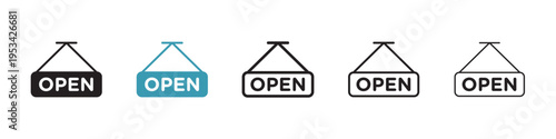 Open sign in flat style. Basic vector symbol illustration
