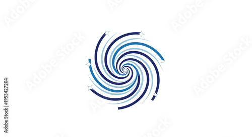 Abstract Blue Swirl Vortex with Stars