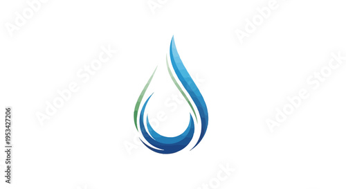 Abstract Blue Water Drop Logo Design, Fluid Swirl Symbol, Clean Energy Concept