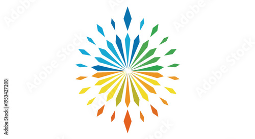 Abstract Burst of Colorful Geometric Shapes on White Background