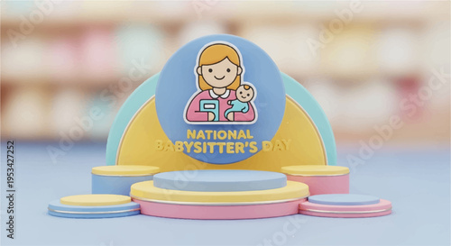 National firefighter's day awareness campaign with cartoon firewoman and colorful background