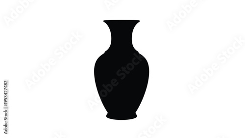 Elegant black vase against a white background a striking silhouette