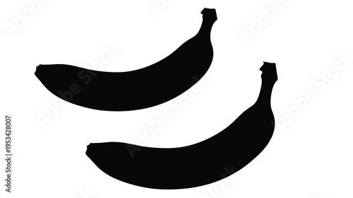Two ripe bananas displayed against a white background silhouette