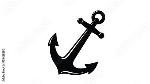 Black anchor illustration against a white backdrop a striking silhouette
