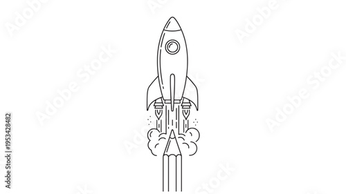 Vector rocket ship icon launch illustration