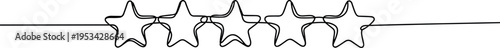 Five empty star rating icons in minimalist vector illustration design