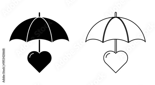 A protective umbrella shielding a heart symbol, representing love, care, or security.