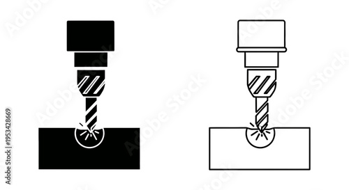 An industrial drilling machine making a hole and producing debris from beneath a surface.