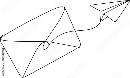 Paper Airplane Launching from Envelope Vector Illustration