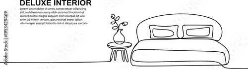 modern minimalist bedroom with bed and nightstand vector illustration