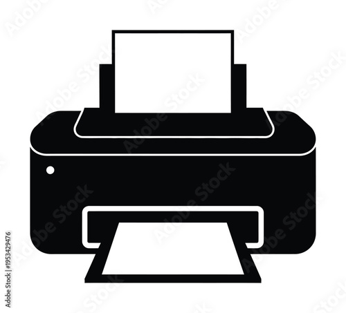 Vector of a printer with a paper coming out and a blank page on top