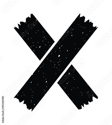 Vector cross shape with a rough textured appearance