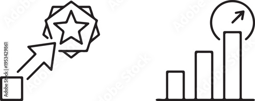 Business performance marketing statistics graph analytics and star reward