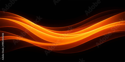 An abstract design featuring flowing orange and red waves creates a dynamic motion pattern with light energy curves and a fire flame texture for a vibrant fractal art background wallpaper