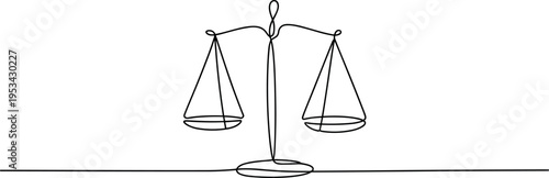 Minimalist justice scales vector illustration with balance beam and stand
