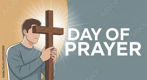 Man holding cross in prayer day of prayer concept with a serene and hopeful atmosphere spiritual moment
