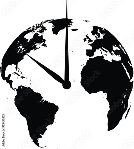 Global earth clock vector illustration countdown concept isolated on transparent background