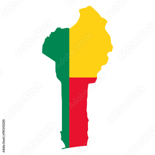 Benin map with flag
