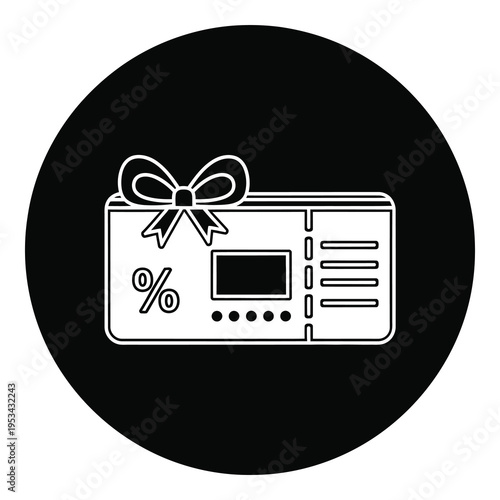 Gift card with bow and percentage sign on front  discount voucher symbol icon