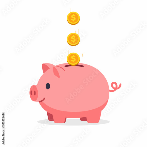 Hucha con monedas cayendo