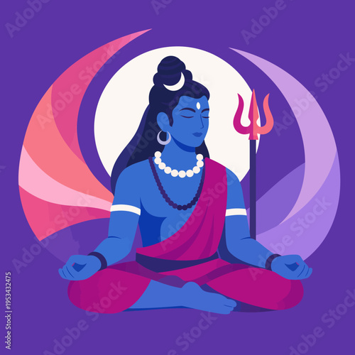 Shiva meditando con aura cósmica