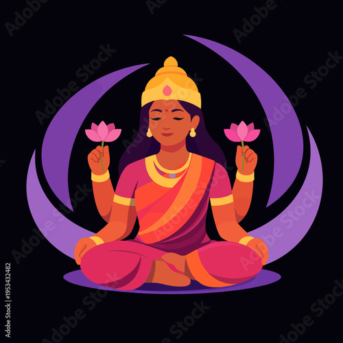 Diosa Lakshmi en serenidad celestial