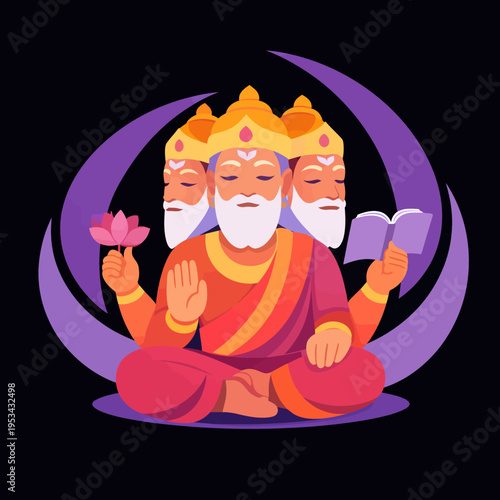 Brahma en meditación y creación