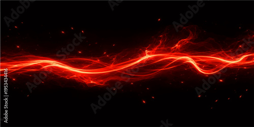 Fiery abstract red background featuring intense orange flames and hot smoke waves in a dynamic motion of burning energy and light