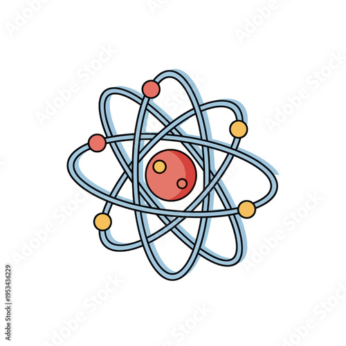 Atomic Structure Model with Electrons and Nucleus.