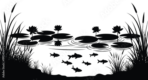 Zen stones with spa water and bamboo create a green nature design featuring a floral leaf pattern and summer plant illustration for an ecology art set