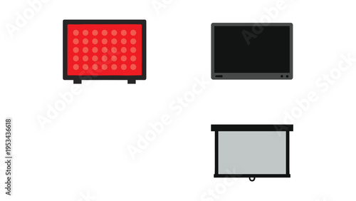 Comparison of three different types of display screens with varying visual outputs