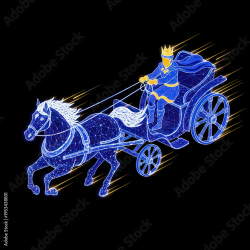 King Riding Horse Drawn Carriage Fast.